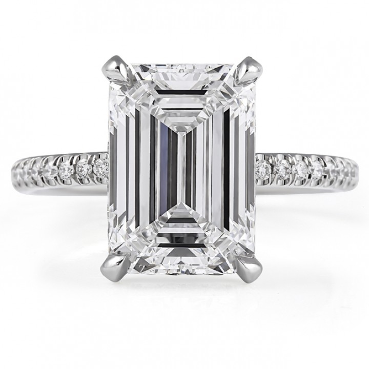 4.53 carat Emerald Cut Lab Diamond Engagement Ring flat