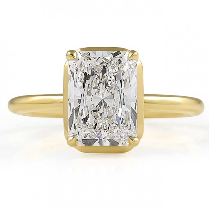 2.24 carat Radiant Cut Lab Diamond Solitaire Hidden Halo™ Ring flat