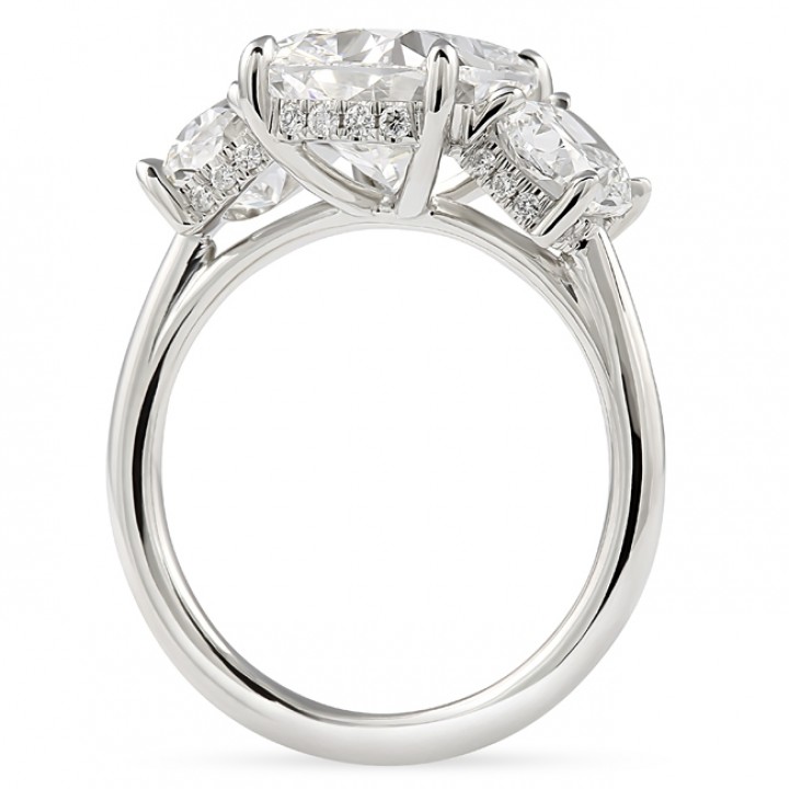 3.77 carat Cushion Cut Lab Diamond Three-Stone Ring flat