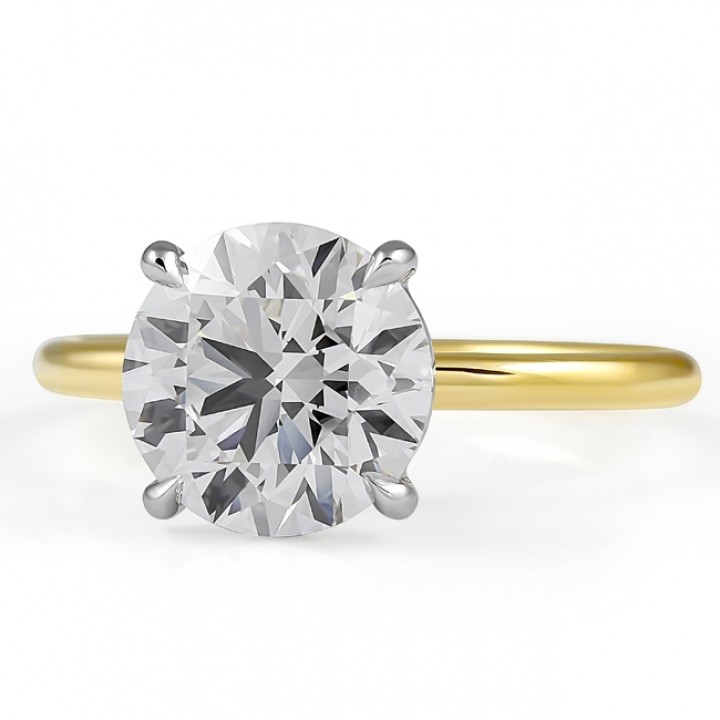2.70 carat Round Lab Diamond Two-Tone Solitaire Ring flat