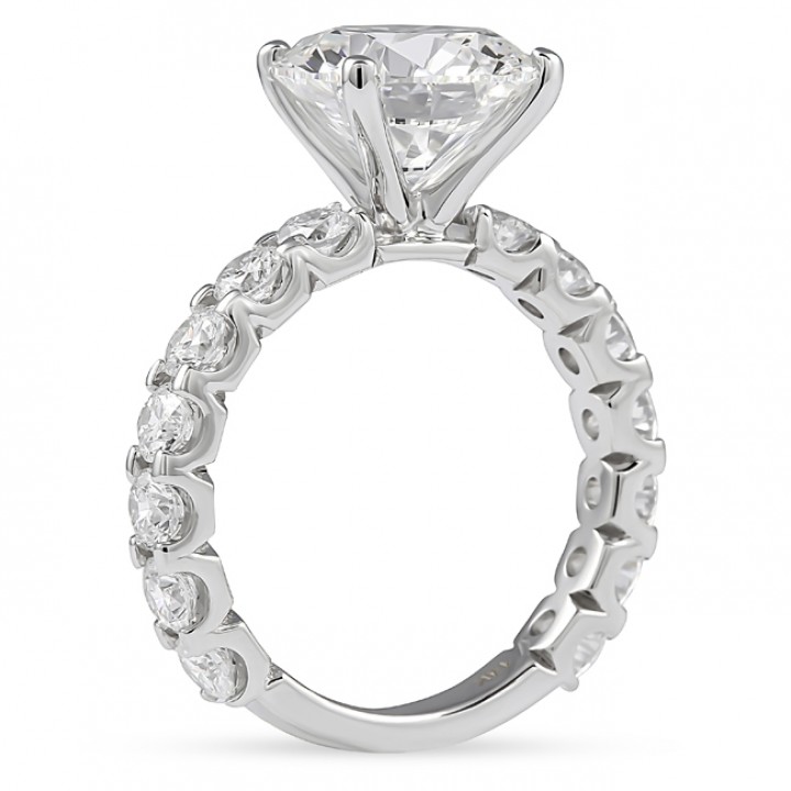 3.51 carat Round Lab Diamond U-Shape Band Ring flat