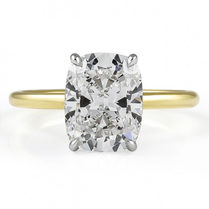 2.80 carat Cushion Cut Lab Diamond Solitaire Ring flat