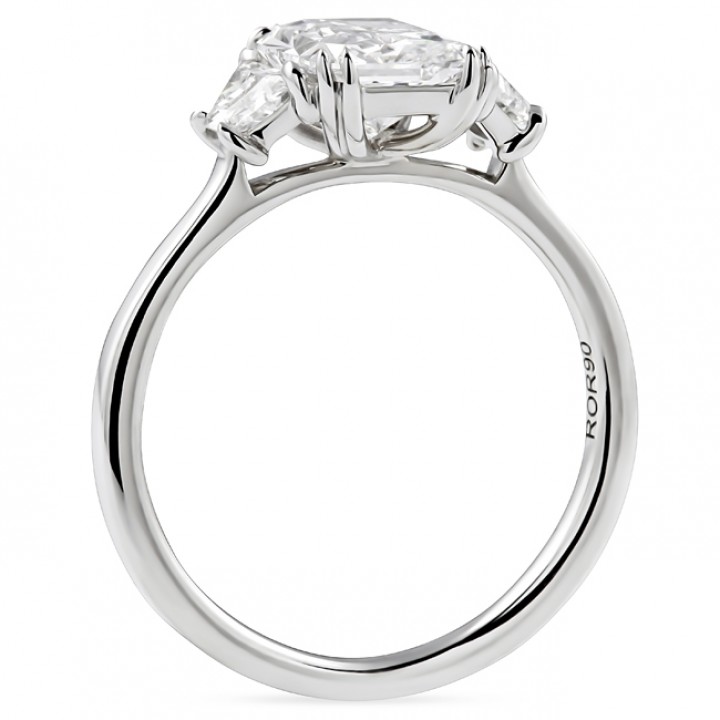 1.76 carat Radiant Cut Lab Diamond Double Prong Three-Stone Ring flat