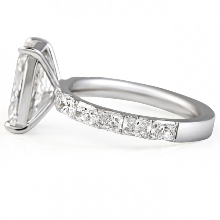 3.58 carat Radiant Cut Lab East-West Radiant Pave Ring flat