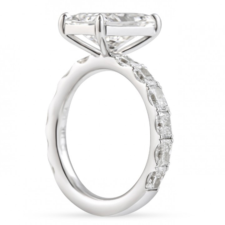 3.58 carat Radiant Cut Lab East-West Radiant Pave Ring flat