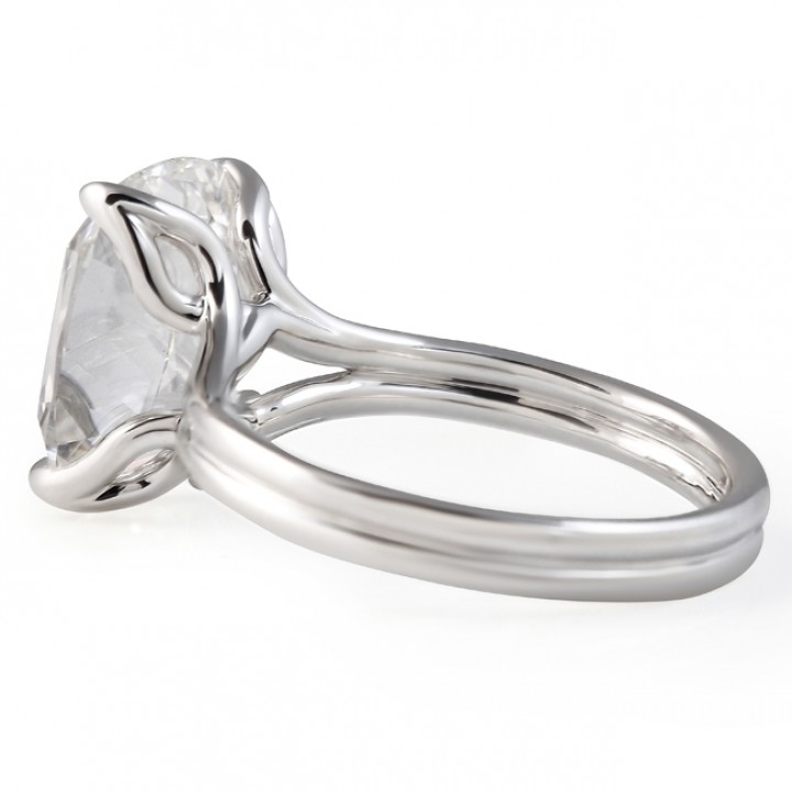 5.03 carat Antique Cushion Lab Diamond Lotus Double Band Ring flat