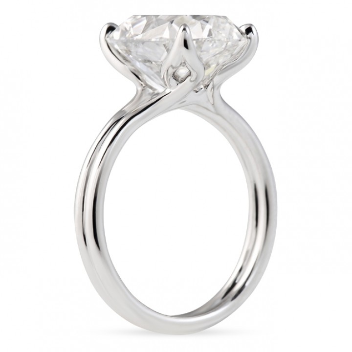 5.03 carat Antique Cushion Lab Diamond Lotus Double Band Ring flat