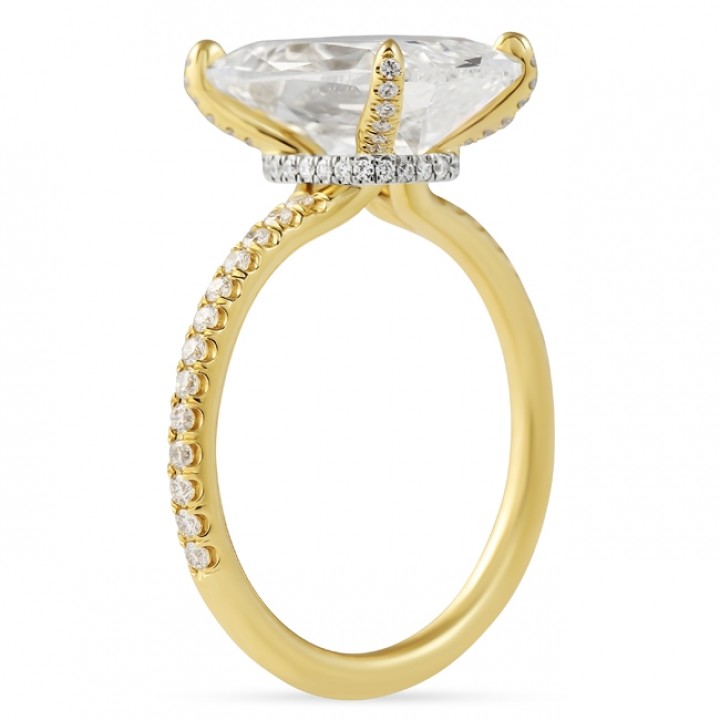 4.02 carat Antique Cushion Hybrid Lab Diamond Engagement Ring flat