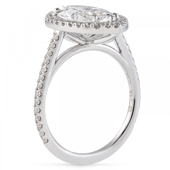 2.73 carat Marquise Shape Lab Diamond Halo Lotus Ring flat
