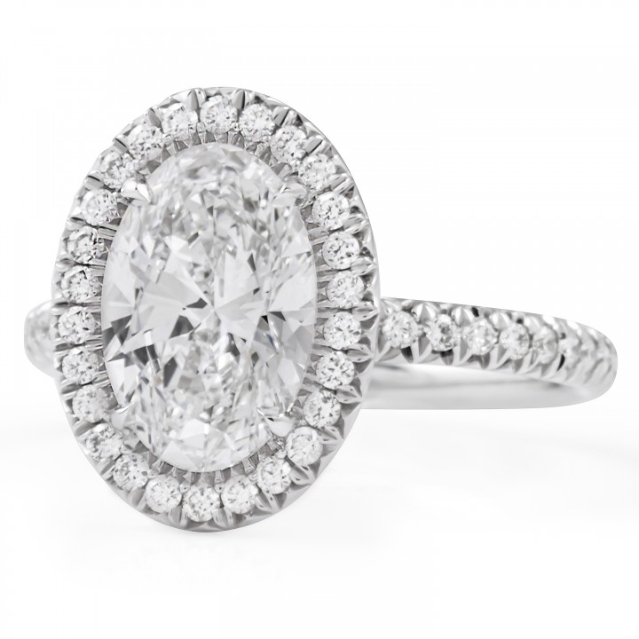 2.09 carat Oval Lab Diamond Fishtail Halo Ring flat