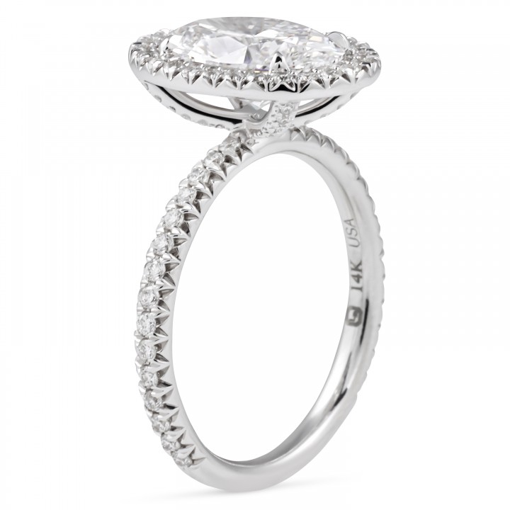 2.09 carat Oval Lab Diamond Fishtail Halo Ring flat
