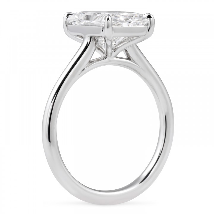 3.41 carat Radiant Cut Lab Diamond Solitaire Cathedral Ring flat