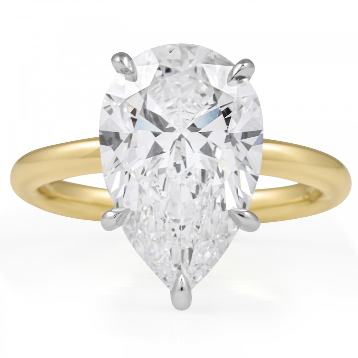 4.34 carat Pear Lab Diamond Solitaire Ring flat