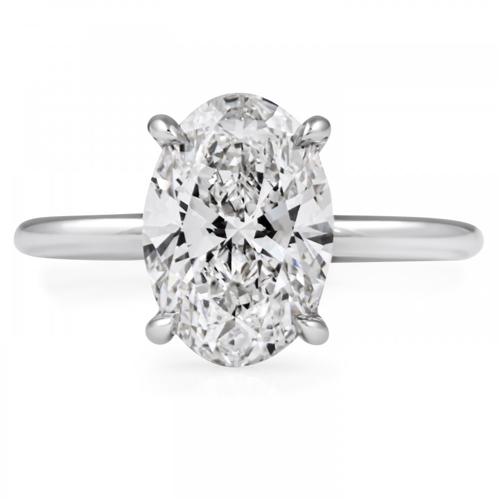 2.55 carat Oval Lab Diamond Pave Basket Solitaire Ring flat