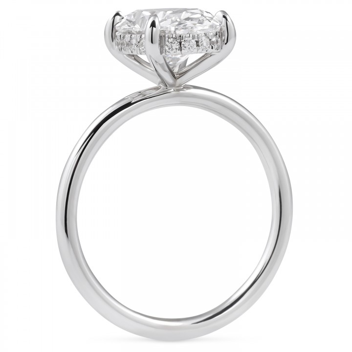 2.55 carat Oval Lab Diamond Pave Basket Solitaire Ring flat