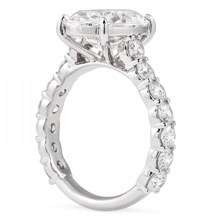 4.56 carat Oval Lab Diamond Prong Set Diamond Band Ring flat