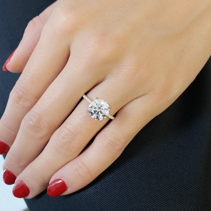 3.15 carat Round Lab Diamond Pave Band Ring flat