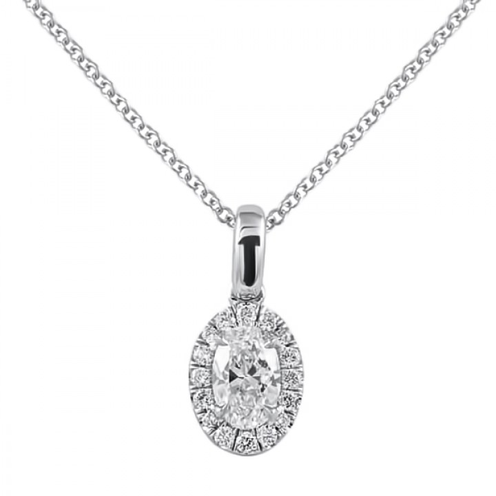 Petite Oval Diamond Halo Pendant