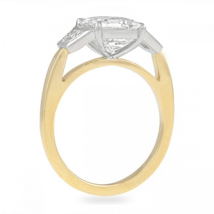 2.20 carat Asscher Cut Diamond Three-Stone Bezel Ring flat