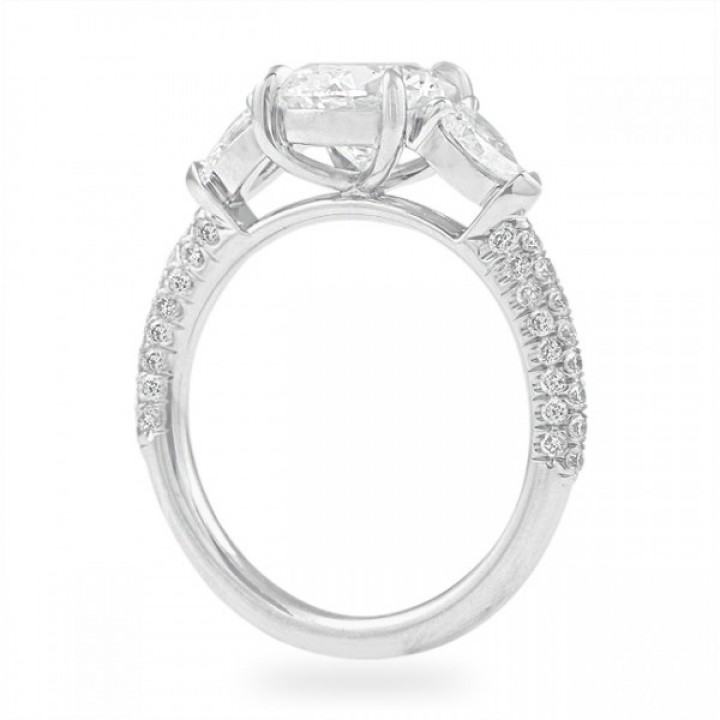 1.50ct Round Diamond Three-Stone & Pave Engagement Ring top