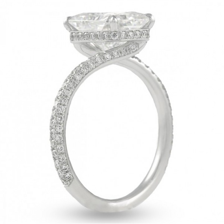 Radiant Cut Moissanite Swoop Engagement Ring flat