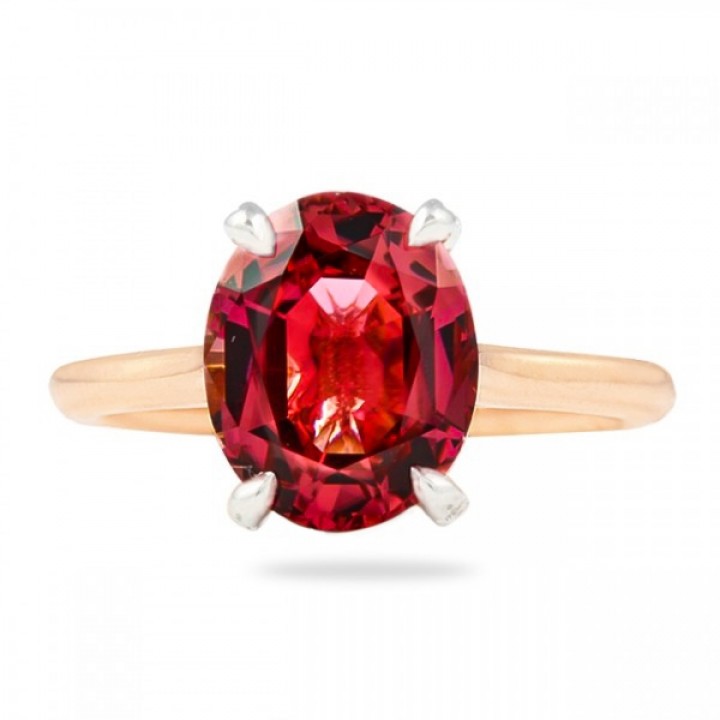 Pink Tourmaline Rose Gold Solitaire Ring