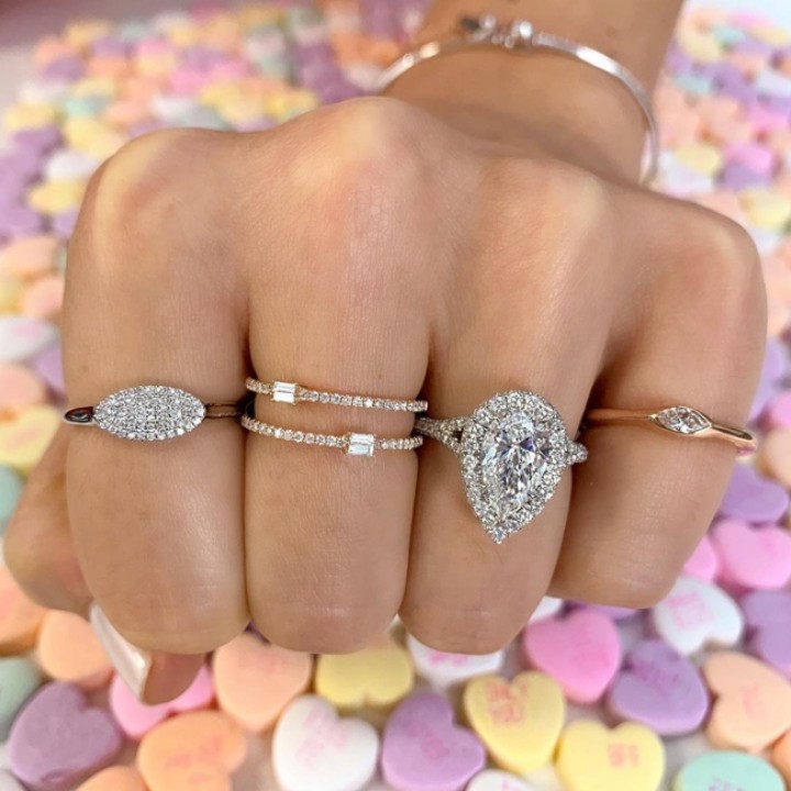 2.01 carat Pear Shape Diamond Halo Engagement Ring