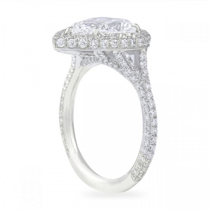 2.01 carat Pear Shape Diamond Halo Engagement Ring