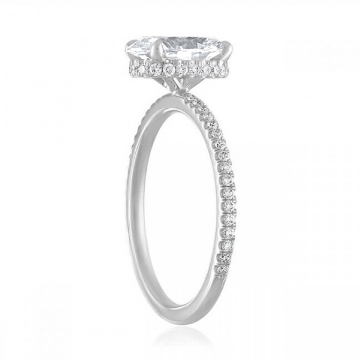 1.50ct Oval Diamond Super Slim Band Engagement Ring flat