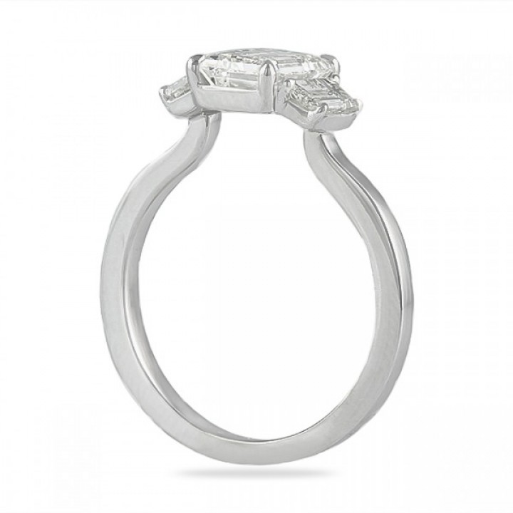 1.40ct Emerald Cut Diamond Three-Stone Ring flat