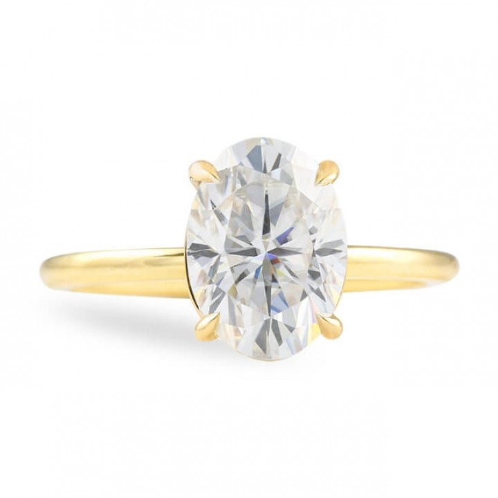 Oval Moissanite Super Slim Band Engagement Ring