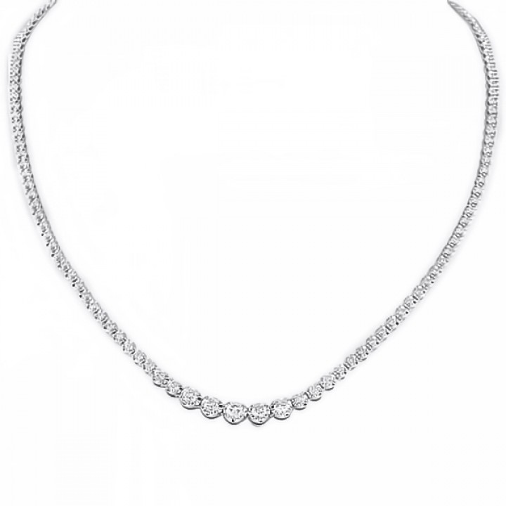 3.05 carat Graduated Diamond Tennis Necklace