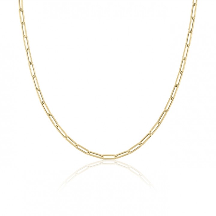 Gold Paper Clip Necklace 18k Yellow Gold