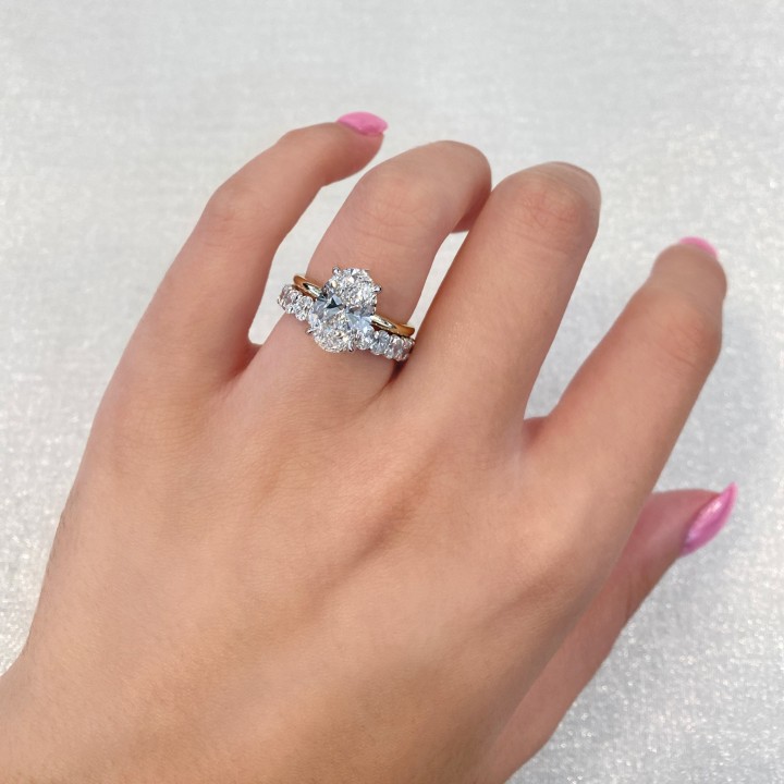 2.85 carat Oval Lab Diamond Two-Tone Solitaire Engagement Ring flat