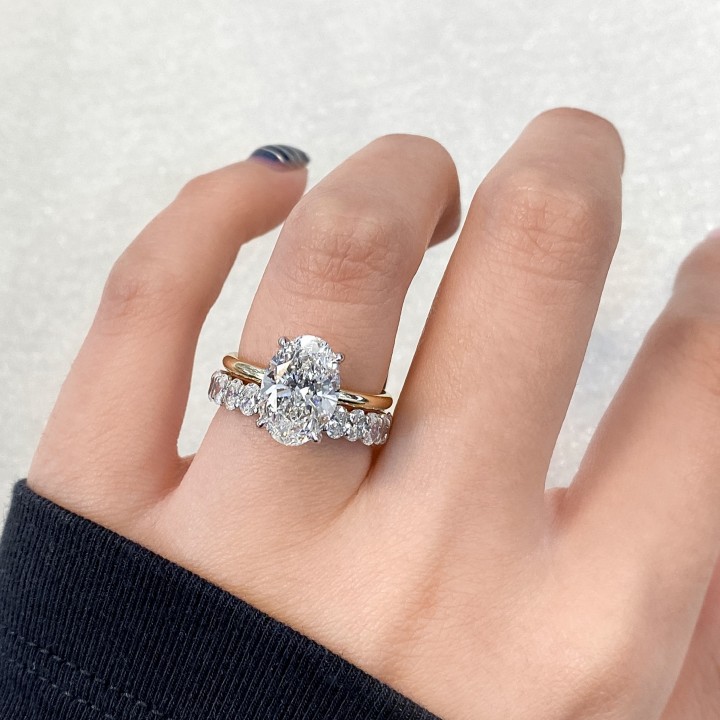 2.85 carat Oval Lab Diamond Two-Tone Solitaire Engagement Ring flat