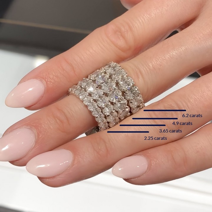 3.65 Carat Oval Diamond Eternity Band flat