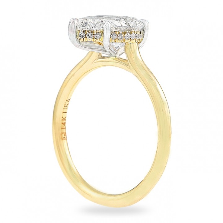 2.50ct Pear Shape Diamond Yellow Gold Solitaire Ring flat