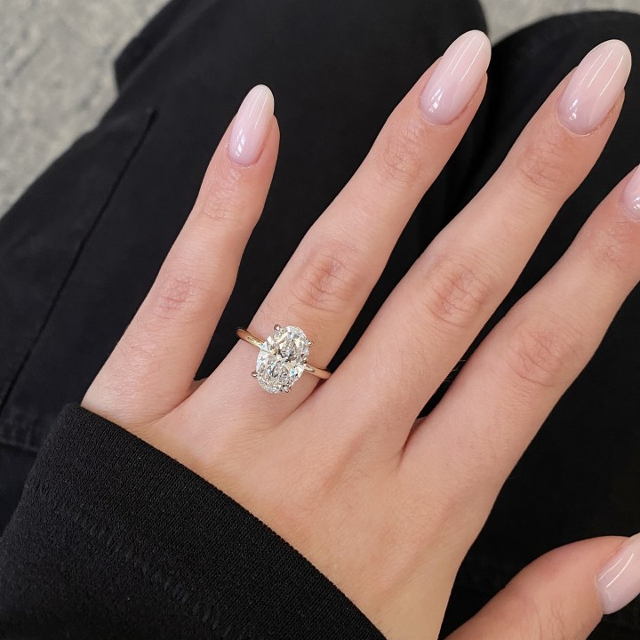2.85 carat Oval Lab Diamond Two-Tone Solitaire Engagement Ring flat