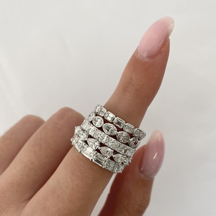 East-West Pear Shape Diamond Wedding Band front view