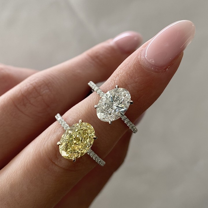 2.61 carat Oval Yellow Lab Diamond Signature Wrap Ring flat