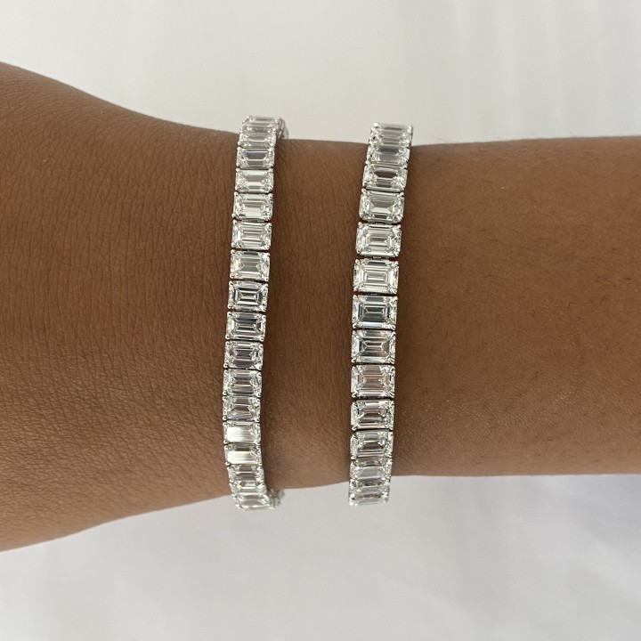 25.15 carat Grand Emerald Cut Lab Diamond Tennis Bracelet front