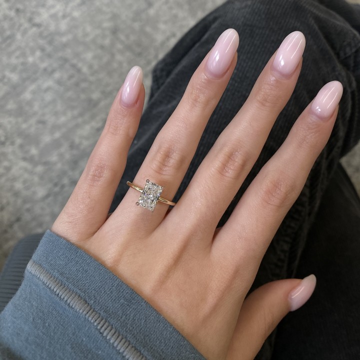 1.71 carat Radiant Cut Lab Grown Diamond Solitaire Ring top