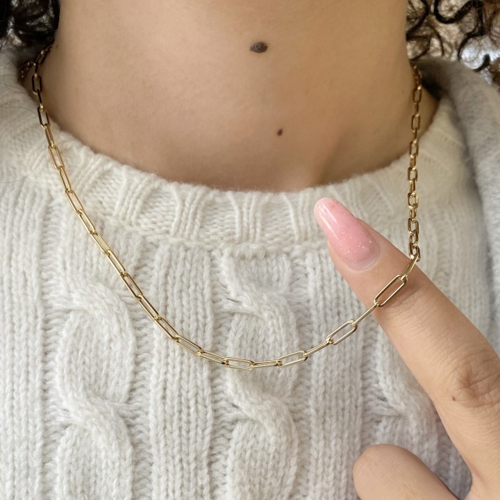 Gold Paper Clip Necklace 18k Yellow Gold