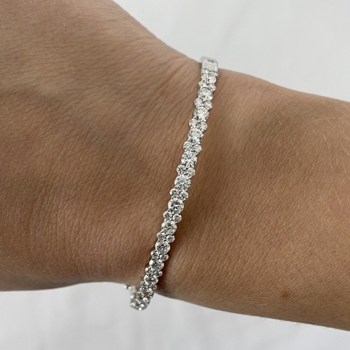 2.61 carat Lab Diamond Cluster Bangle Bracelet flat