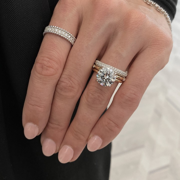 2.70 carat Round Lab Diamond Two-Tone Solitaire Ring flat