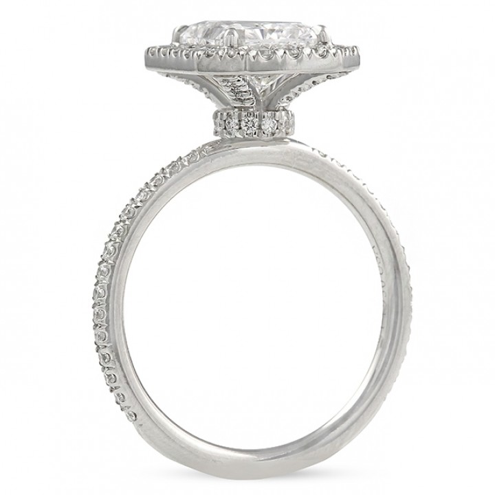2.02 carat Radiant Cut Diamond Halo Engagement Ring front view
