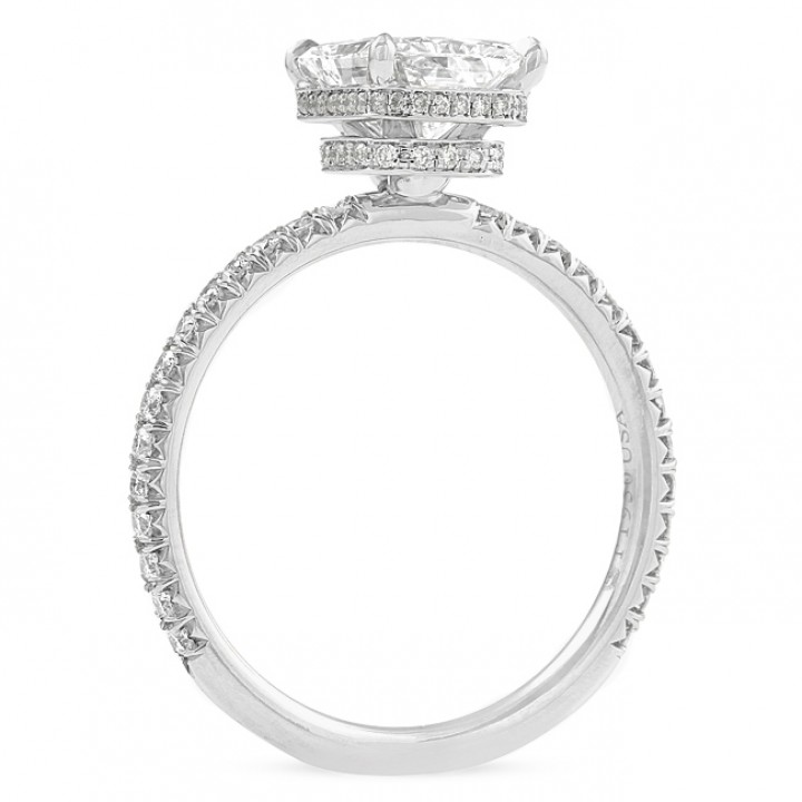 1.5 carat Radiant Cut Diamond Double Signature Wrap Engagement Ring front view white gold