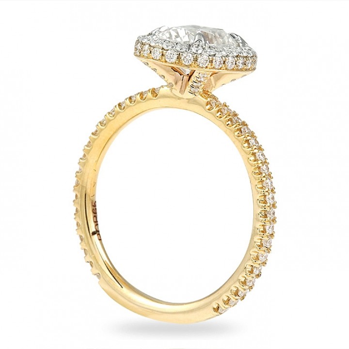 Oval Moissanite Two-Tone Halo Engagement Ring top