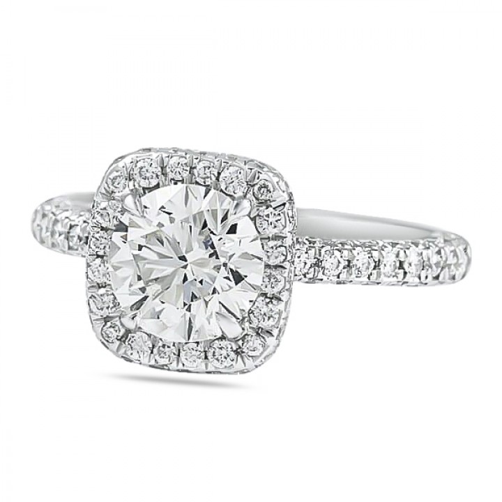1.52ct Round Diamond Halo Three-Row Engagement Ring halo