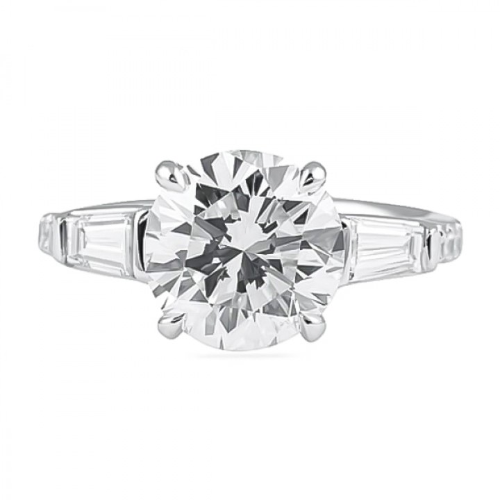 3.01 Carat Round Diamond Platinum Engagement Ring flat